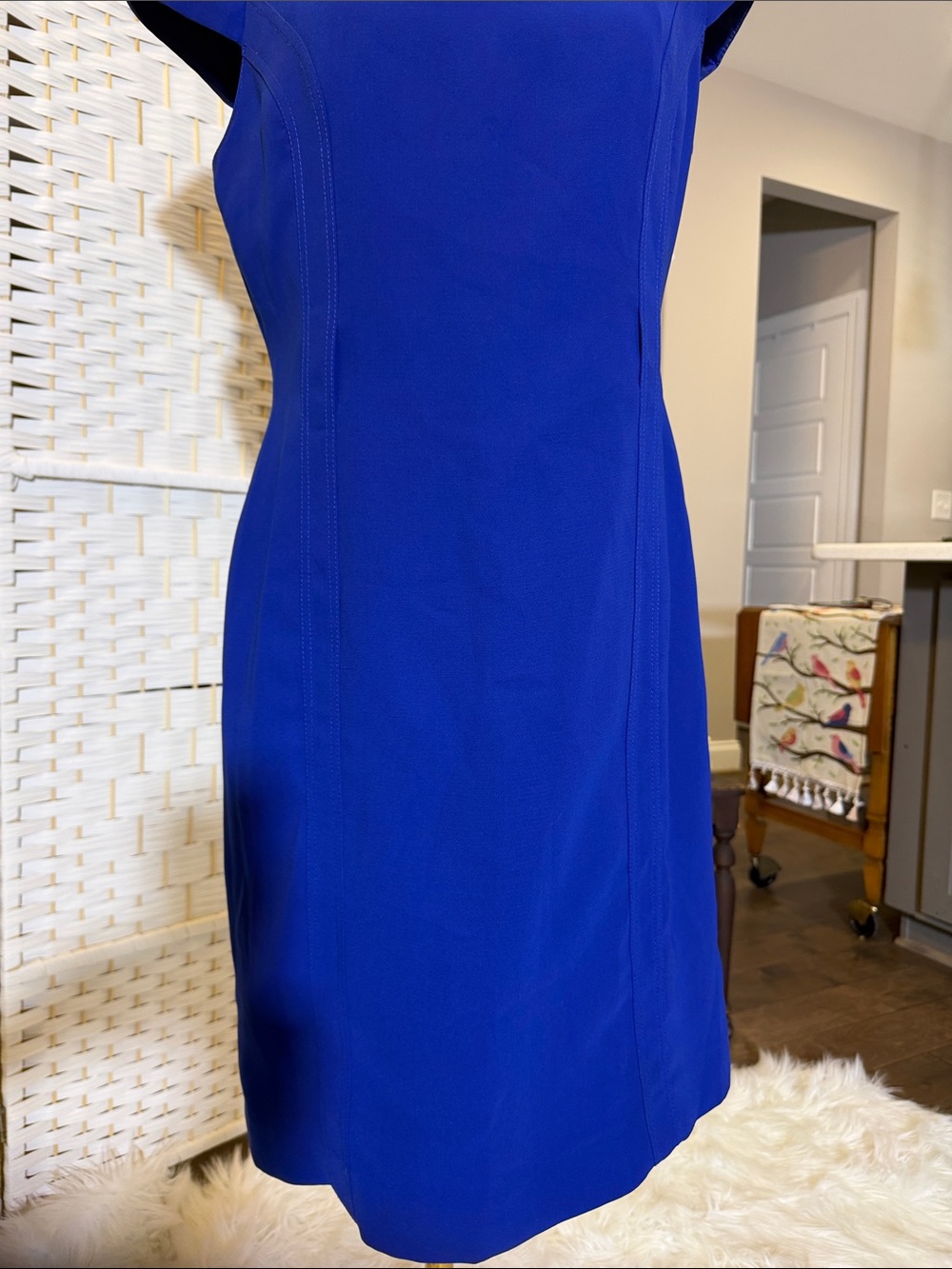 Tahari Elegant Cap-Sleeve Sheath Dress in Cobalt - Picture 5 of 8